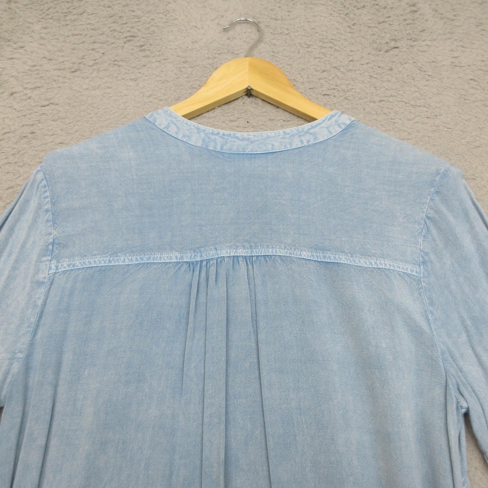 Bobbie Brooks Chambray Shirt Dress Ladies L Blue Tencel Look Tie Waist Relaxed - Picture 6 of 12